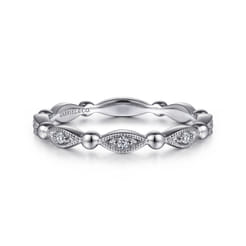 14K White Gold Diamond Stackable Ring-Bujukan