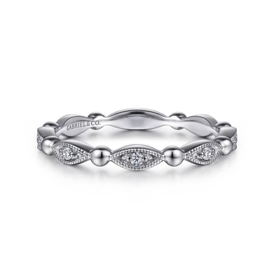 14K White Gold Diamond Stackable Ring-Bujukan