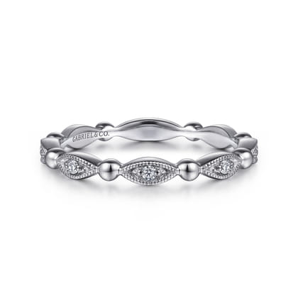 14K White Gold Diamond Stackable Ring-Bujukan