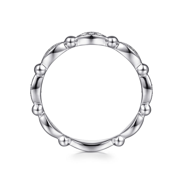 14K White Gold Diamond Stackable Ring-Bujukan - 0.05 ct - Shot 2