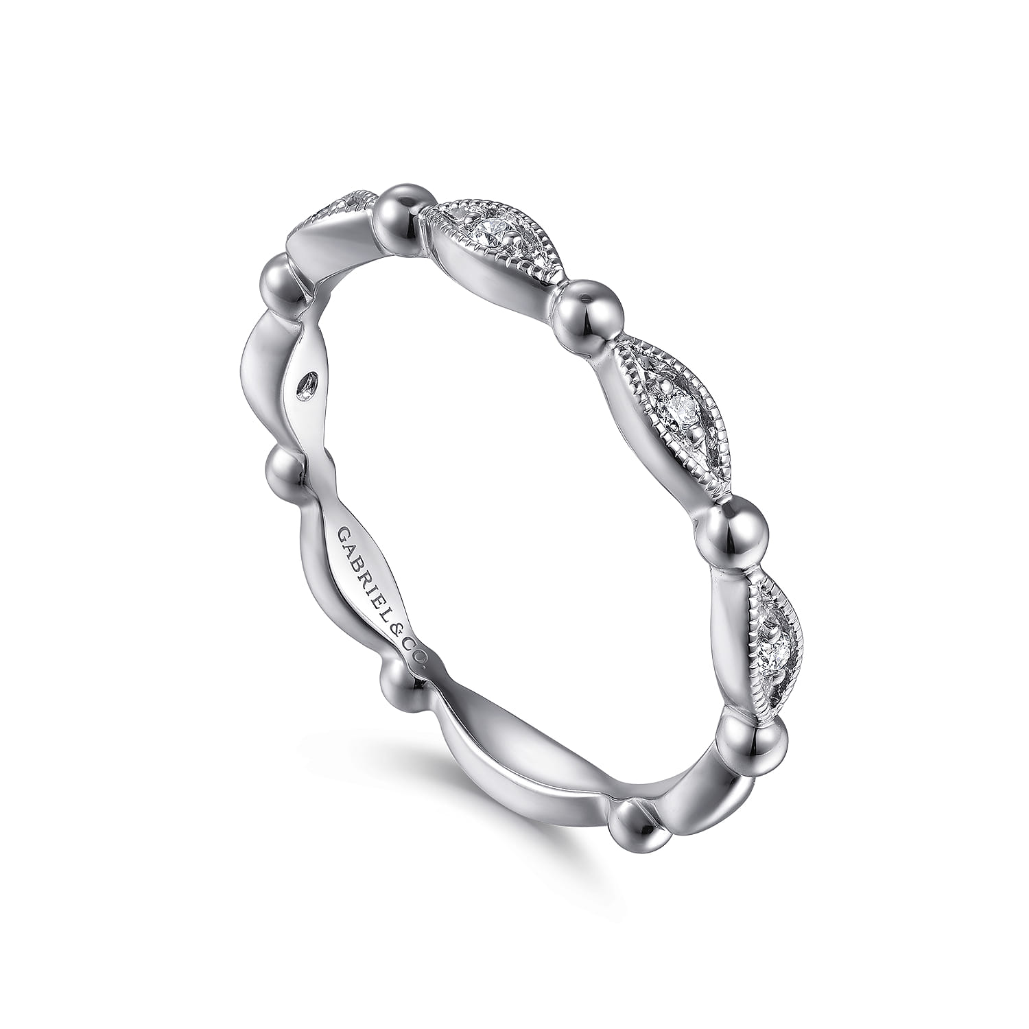 14K White Gold Diamond Stackable Ring-Bujukan