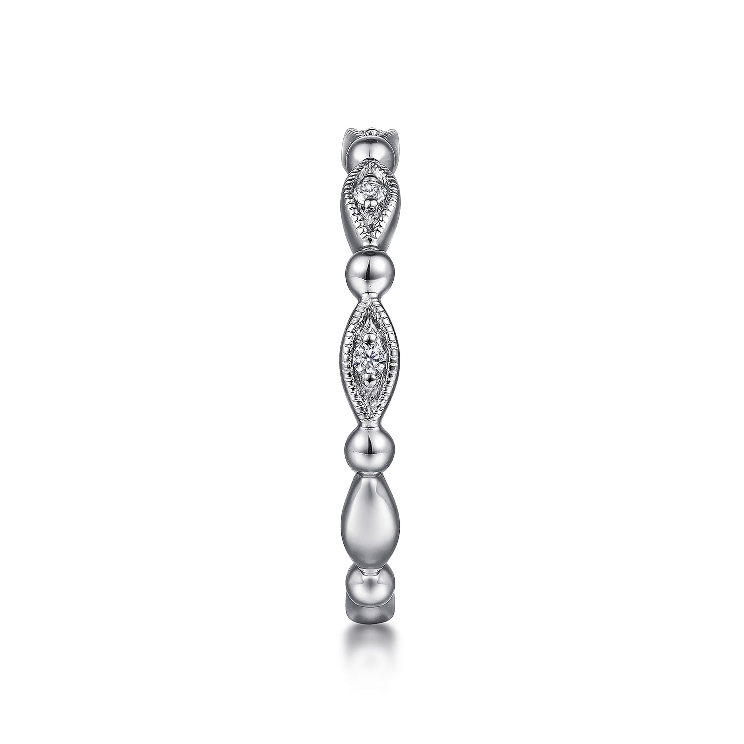 14K White Gold Diamond Stackable Ring-Bujukan