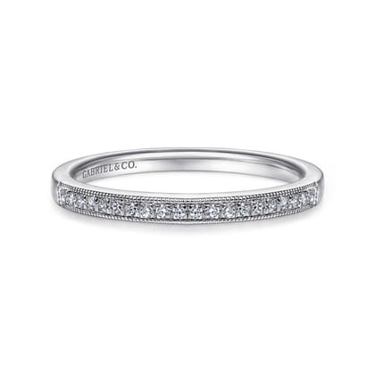 14K White Gold Diamond Stackable Ring