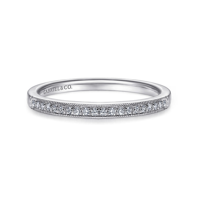 14K White Gold Diamond Stackable Ring - 0.1 ct - Shot 1