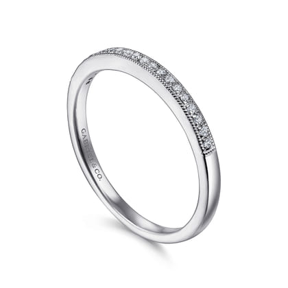 14K White Gold Diamond Stackable Ring