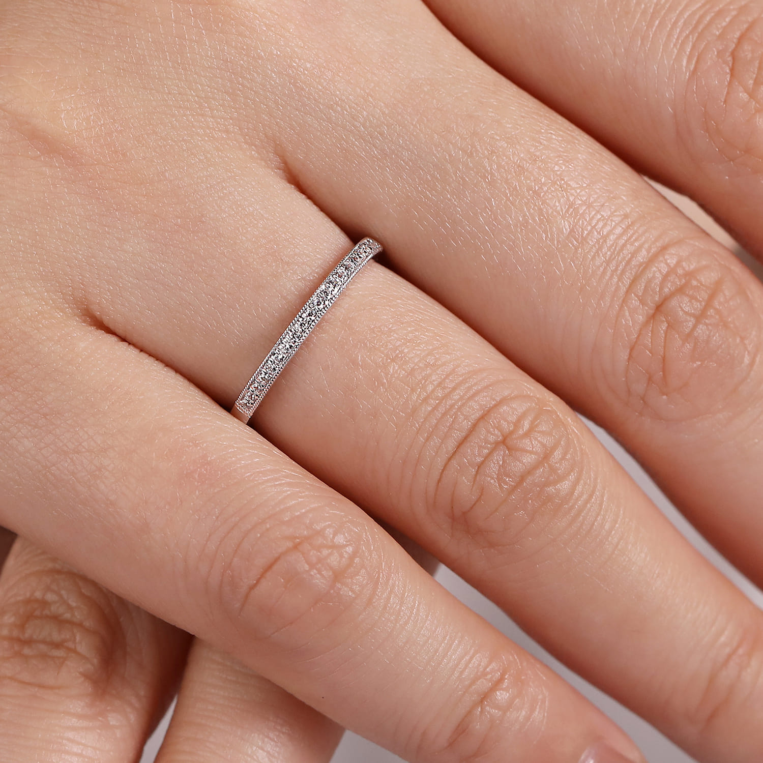 14K White Gold Diamond Stackable Ring - 0.1 ct - Shot 5