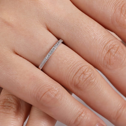 14K White Gold Diamond Stackable Ring