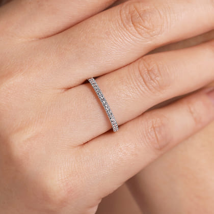 14K White Gold Diamond Stackable Ring