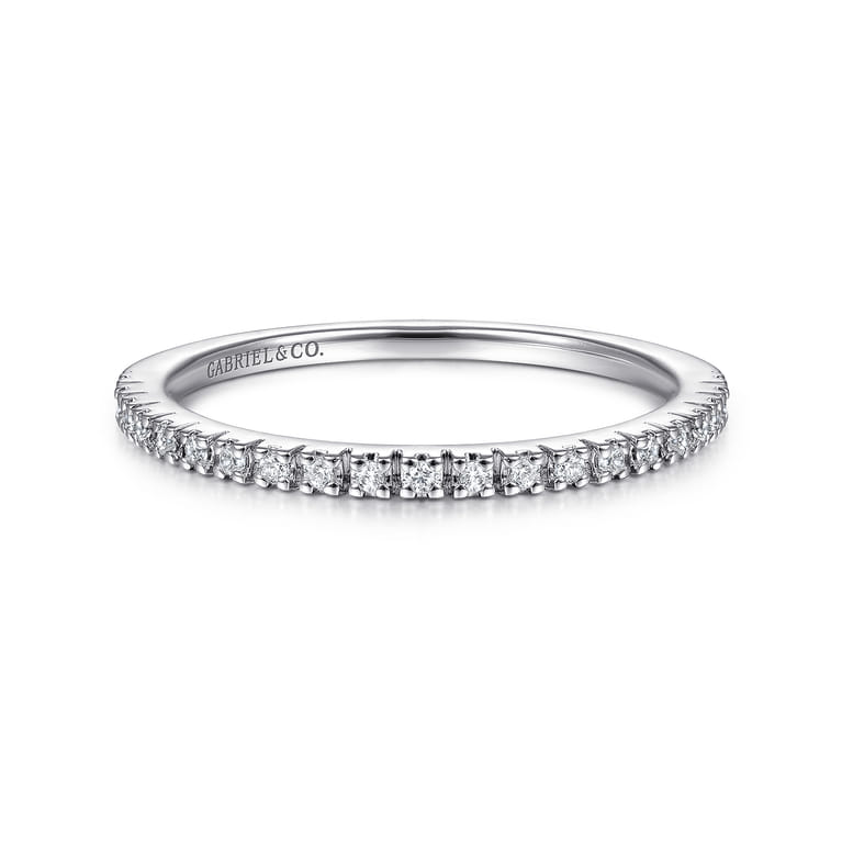 14K White Gold Diamond Stackable Ring - 0.1 ct - Shot 1