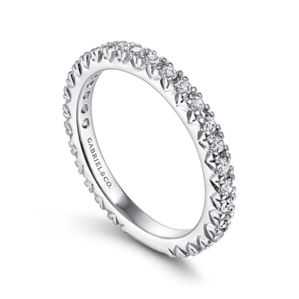 14K White Gold Diamond Stackable Ring