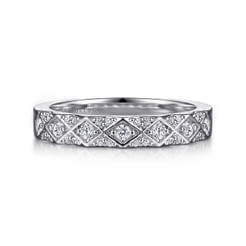 14K White Gold Diamond Stackable Ring