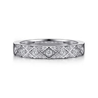 14K White Gold Diamond Stackable Ring