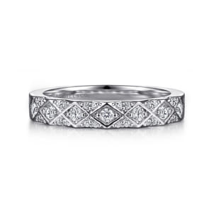 14K White Gold Diamond Stackable Ring