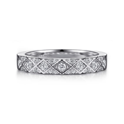 14K White Gold Diamond Stackable Ring