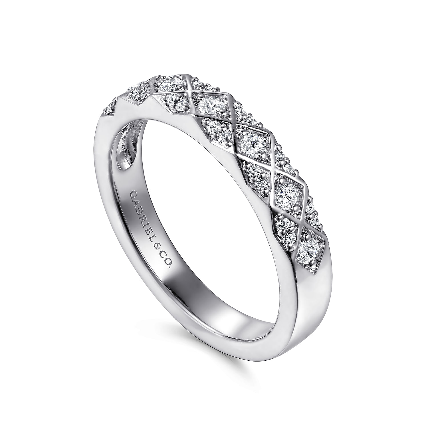 14K White Gold Diamond Stackable Ring