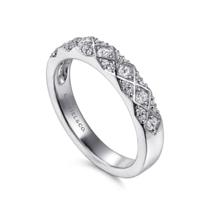 14K White Gold Diamond Stackable Ring