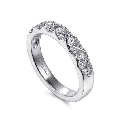 14K White Gold Diamond Stackable Ring