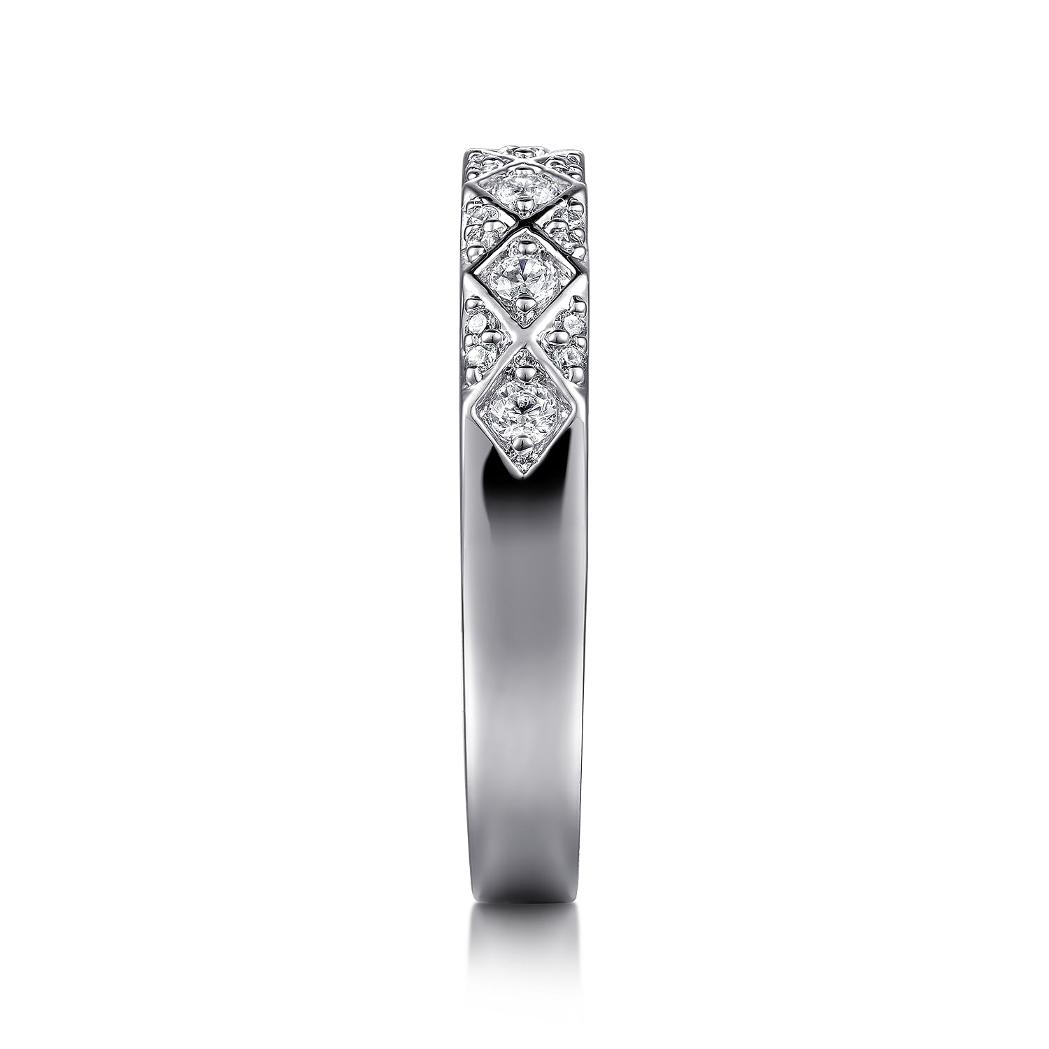 14K White Gold Diamond Stackable Ring