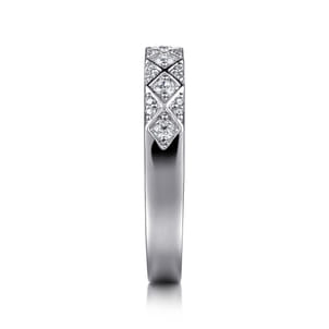14K White Gold Diamond Stackable Ring