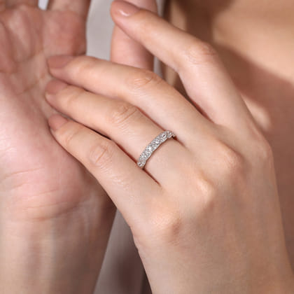 14K White Gold Diamond Stackable Ring