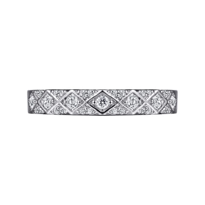 14K White Gold Diamond Stackable Ring