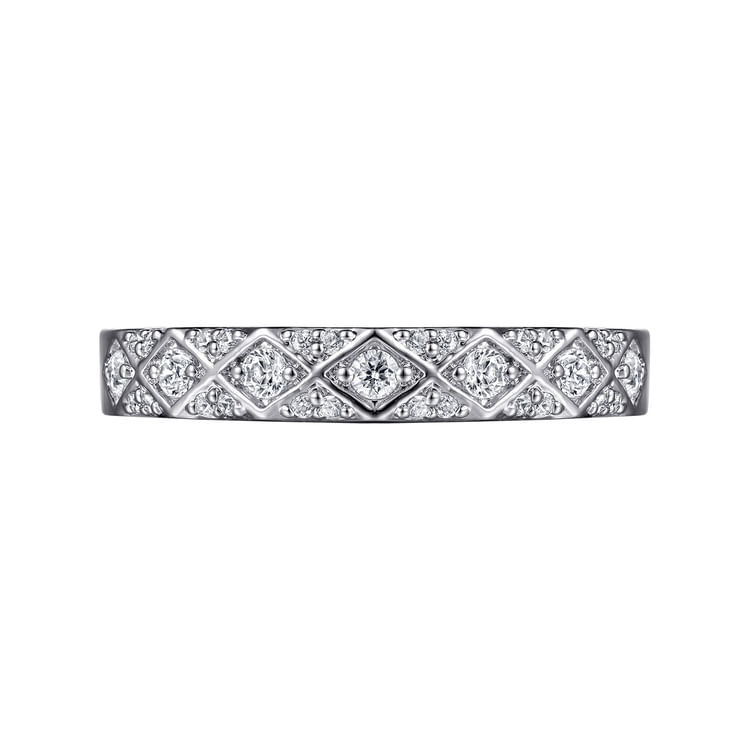 14K White Gold Diamond Stackable Ring