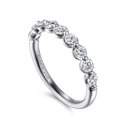 14K White Gold Diamond Stackable Ring