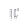 14K White Gold Diamond Stacked J Hoop Earrings - 0.5 ct