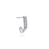 14K White Gold Diamond Stacked J Hoop Earrings - 0.5 ct
