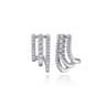 14K White Gold Diamond Stacked J Hoop Earrings - 0.53 ct