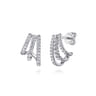 14K White Gold Diamond Stacked J Hoop Earrings - 0.3 ct