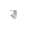 14K White Gold Diamond Stacked J Hoop Earrings - 0.3 ct