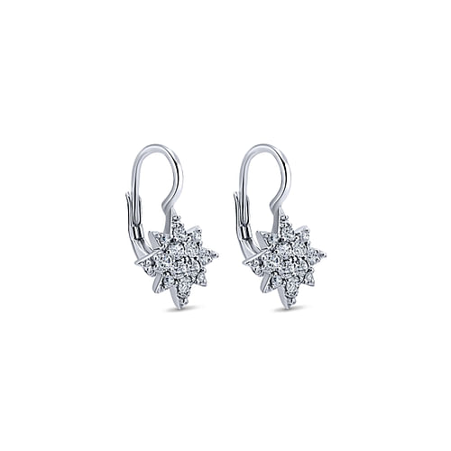 14K White Gold Diamond Star Drop Earrings - 0.3 ct - Shot 2