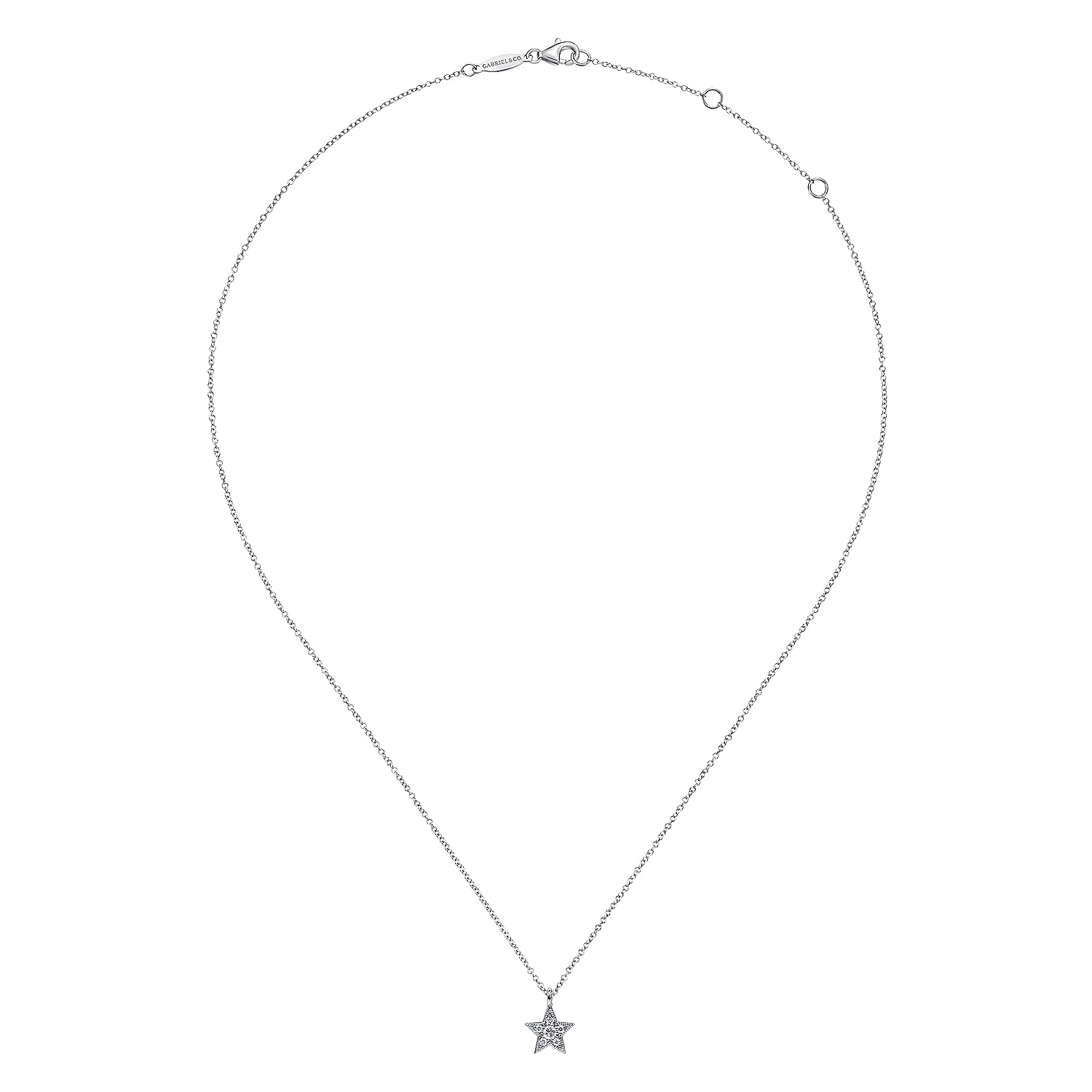 14K White Gold Diamond Star Pendant Necklace - 0.06 ct - Shot 2
