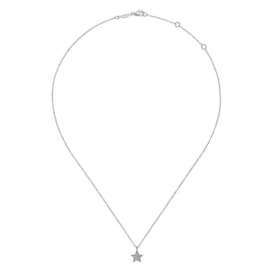 14K White Gold Diamond Star Pendant Necklace