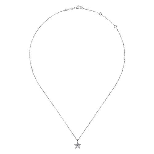 14K White Gold Diamond Star Pendant Necklace - 0.06 ct - Shot 2