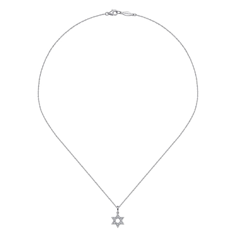 14K White Gold Diamond Star of David Pendant Necklace - 0.16 ct - Shot 2