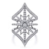 14K White Gold Diamond Starburst Chevron Statement Ring - 0.75 ct