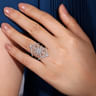 14K White Gold Diamond Starburst Chevron Statement Ring - 0.75 ct