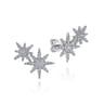 14K White Gold Diamond Starburst Ear Climber Earrings - 0.5 ct