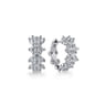 14K White Gold Diamond Starburst Huggie Earrings - 2.05 ct