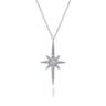 14K White Gold Diamond Starburst Pendant Necklace - 0.5 ct