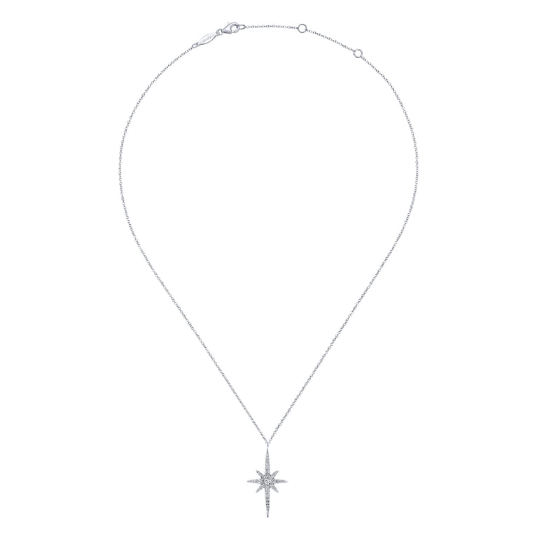 14K White Gold Diamond Starburst Pendant Necklace - 0.5 ct - Shot 2