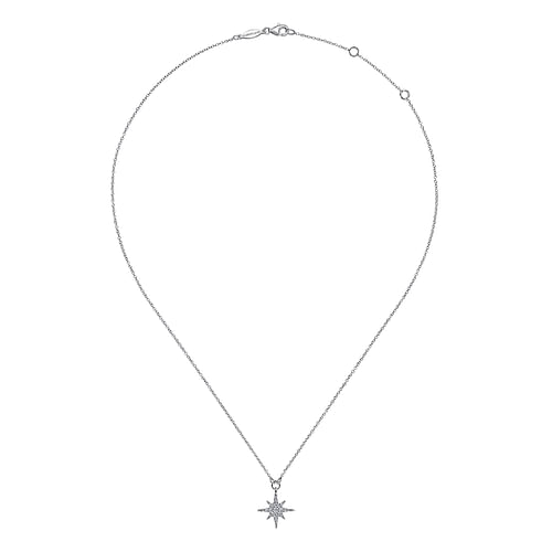 14K White Gold Diamond Starburst Pendant Necklace - 0.25 ct - Shot 2