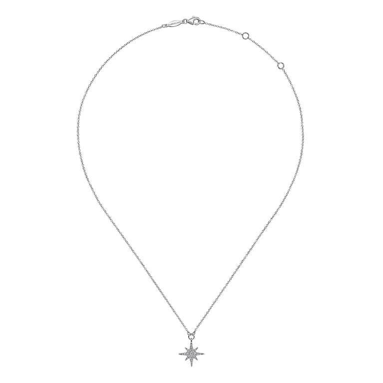 14K White Gold Diamond Starburst Pendant Necklace - 0.25 ct - Shot 2