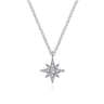 14K White Gold Diamond Starburst Pendant Necklace - 0.12 ct