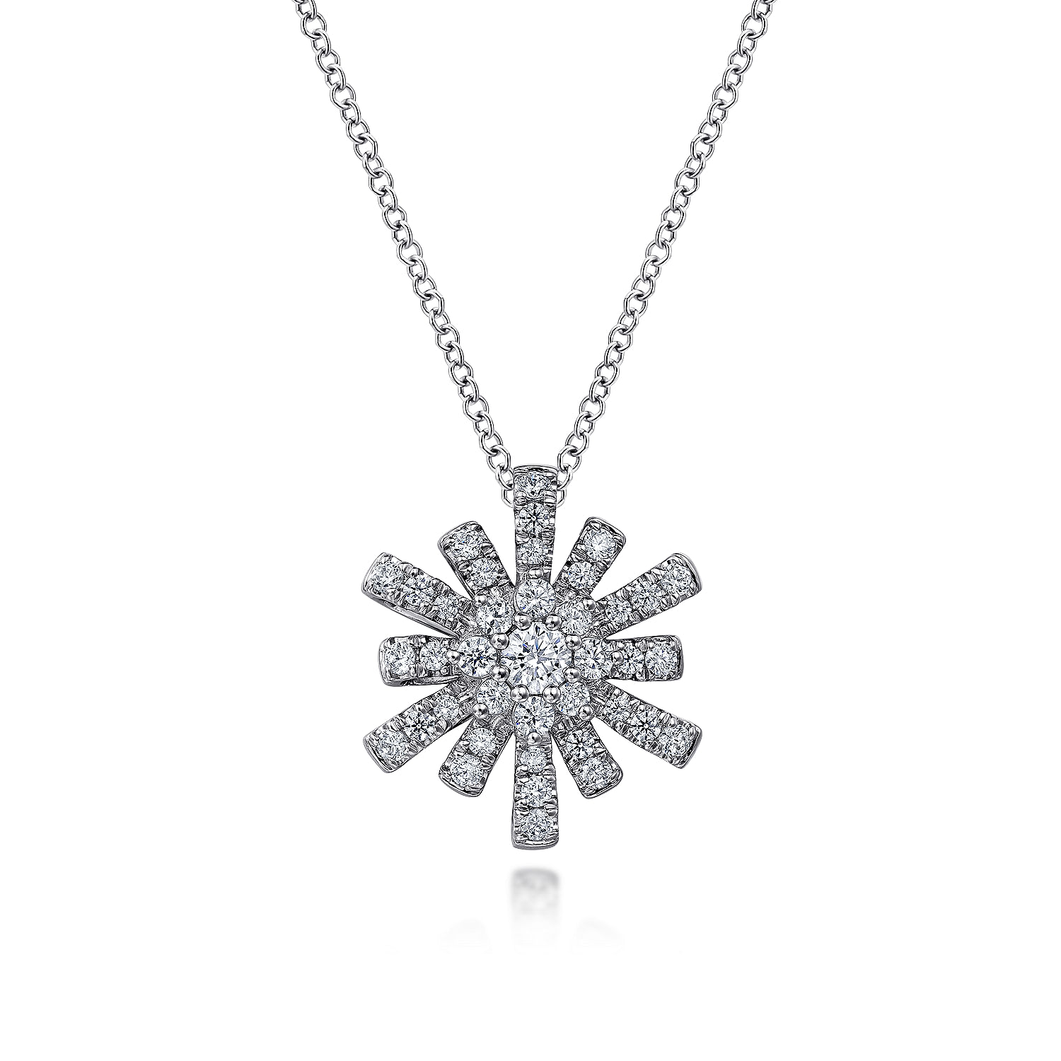 14k white gold diamond necklace 3 online CT star sun halo pendant chain