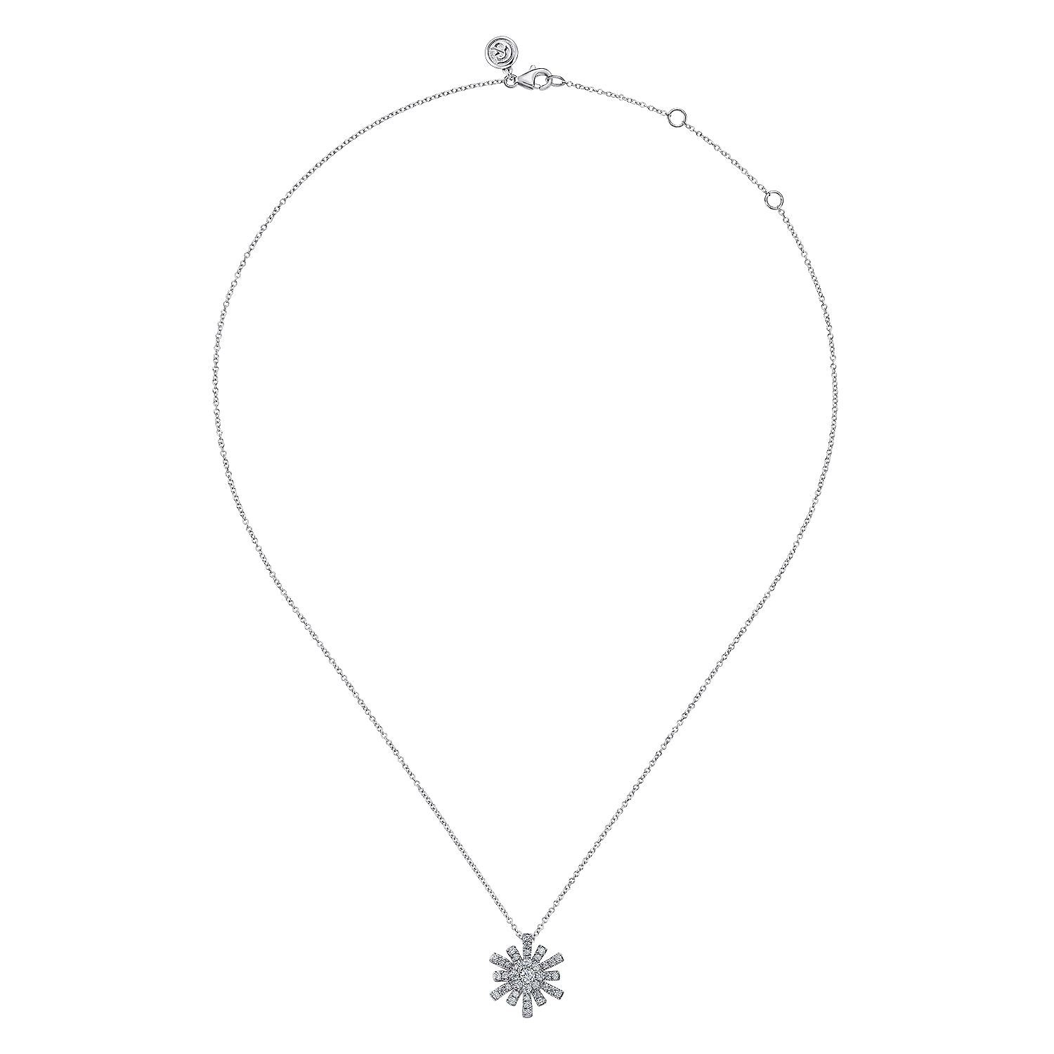 14K White Gold Diamond Starburst Pendant Necklace