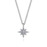 14K White Gold Diamond Starburst Pendant Necklace - 0.07 ct