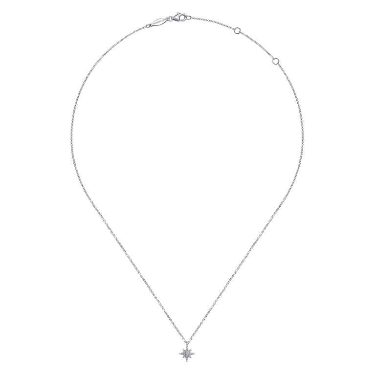 14K White Gold Diamond Starburst Pendant Necklace - 0.07 ct - Shot 2
